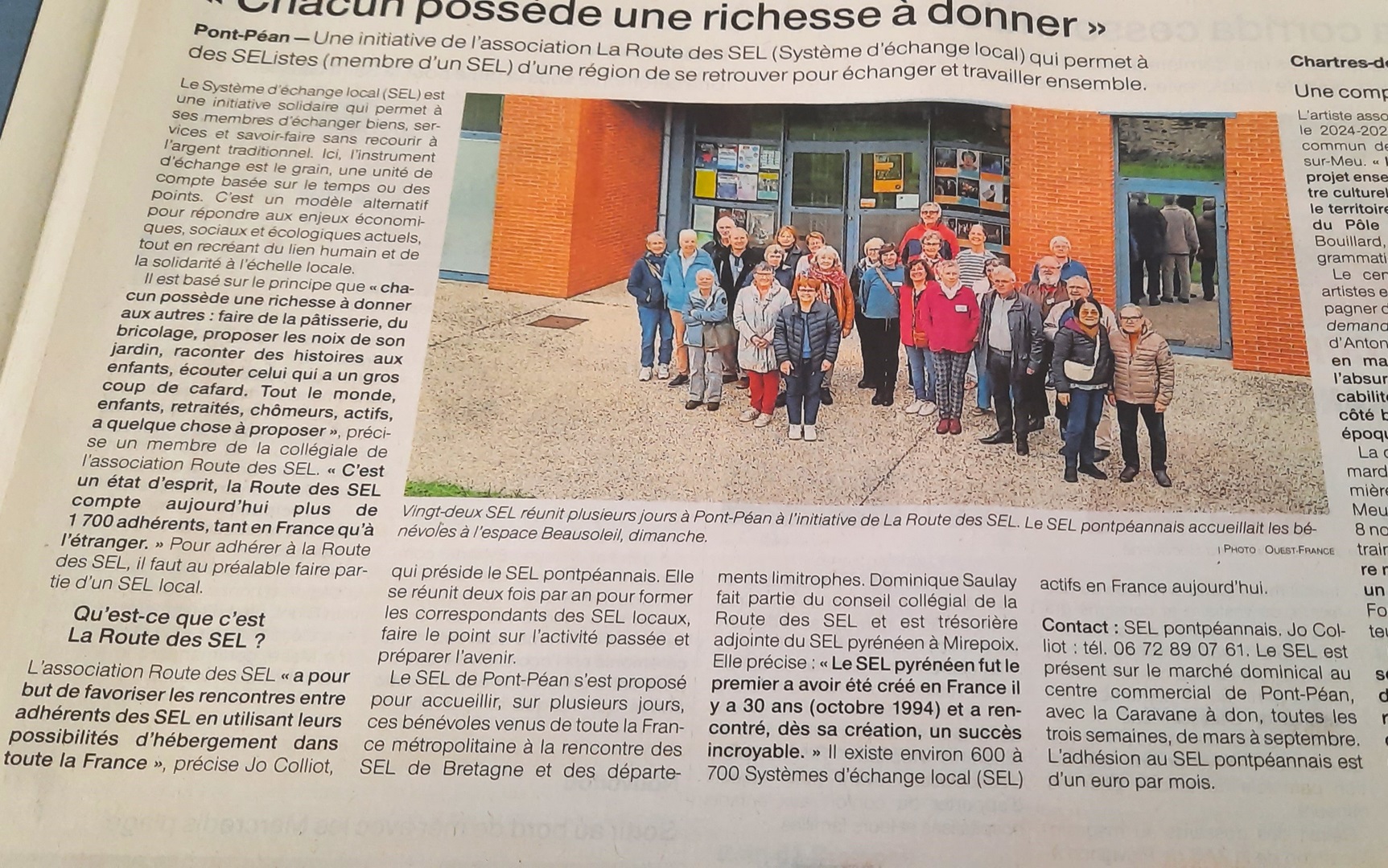 Article dans Ouest France du 2 octobre